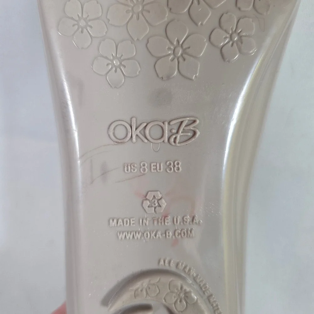 Oka-B Coralee Taupe Jelly Ballet Flats Crystal Buckle Round Toe Womens‎ 8